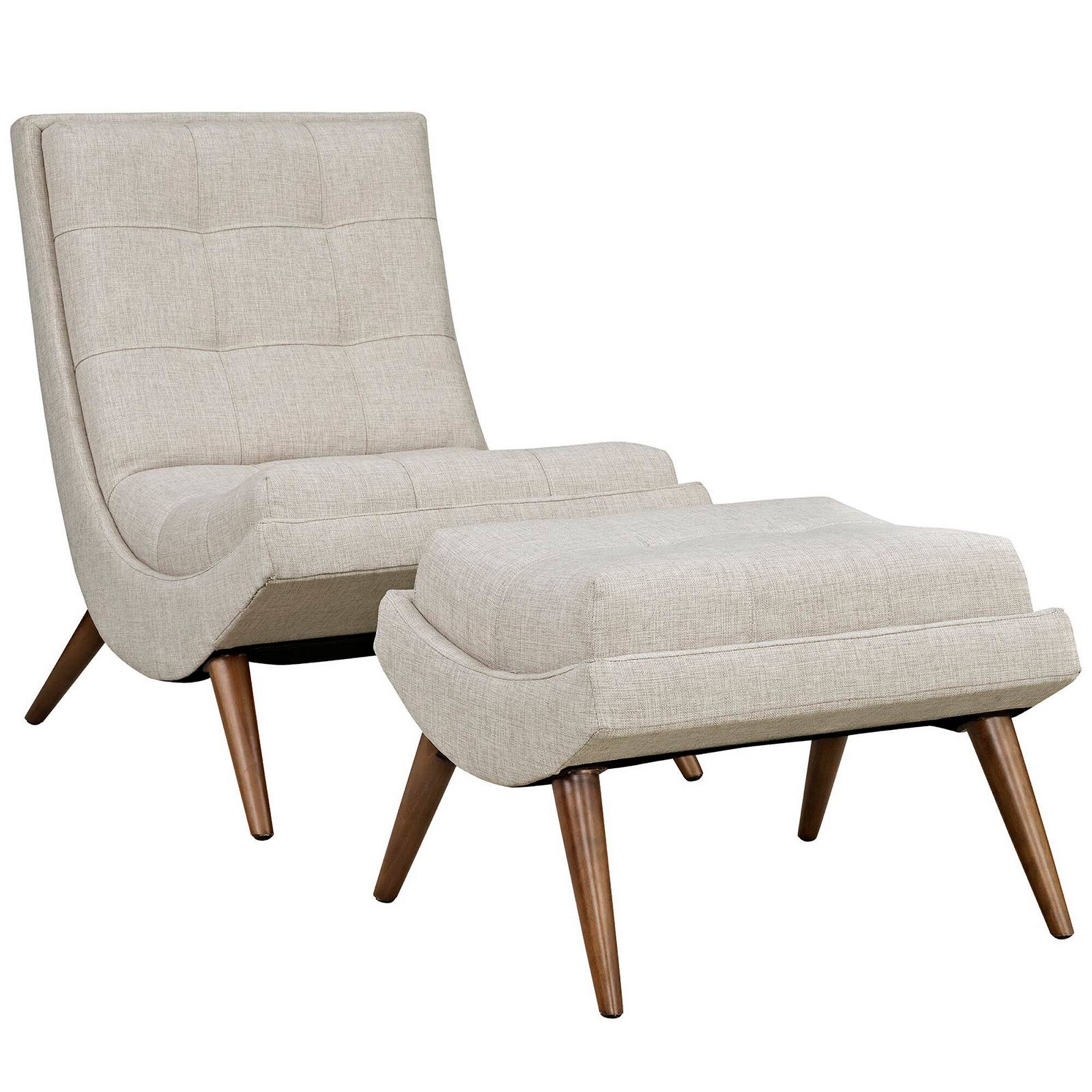 Angle. Modway - Ramp Upholstered Fabric Lounge Chair Set by Modway - Sand.