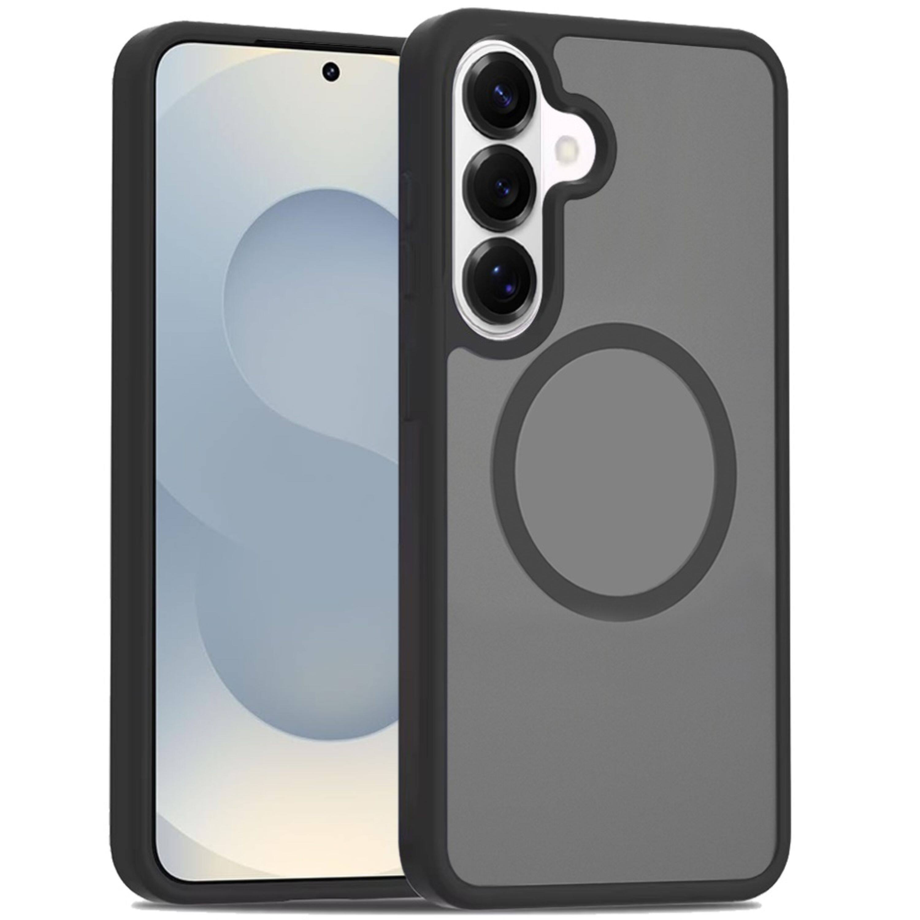 Left. Kitcheniva - Magnetic Circle Smooth Translucent Plus Tempered Glass For Samsung S26 Black - Black.