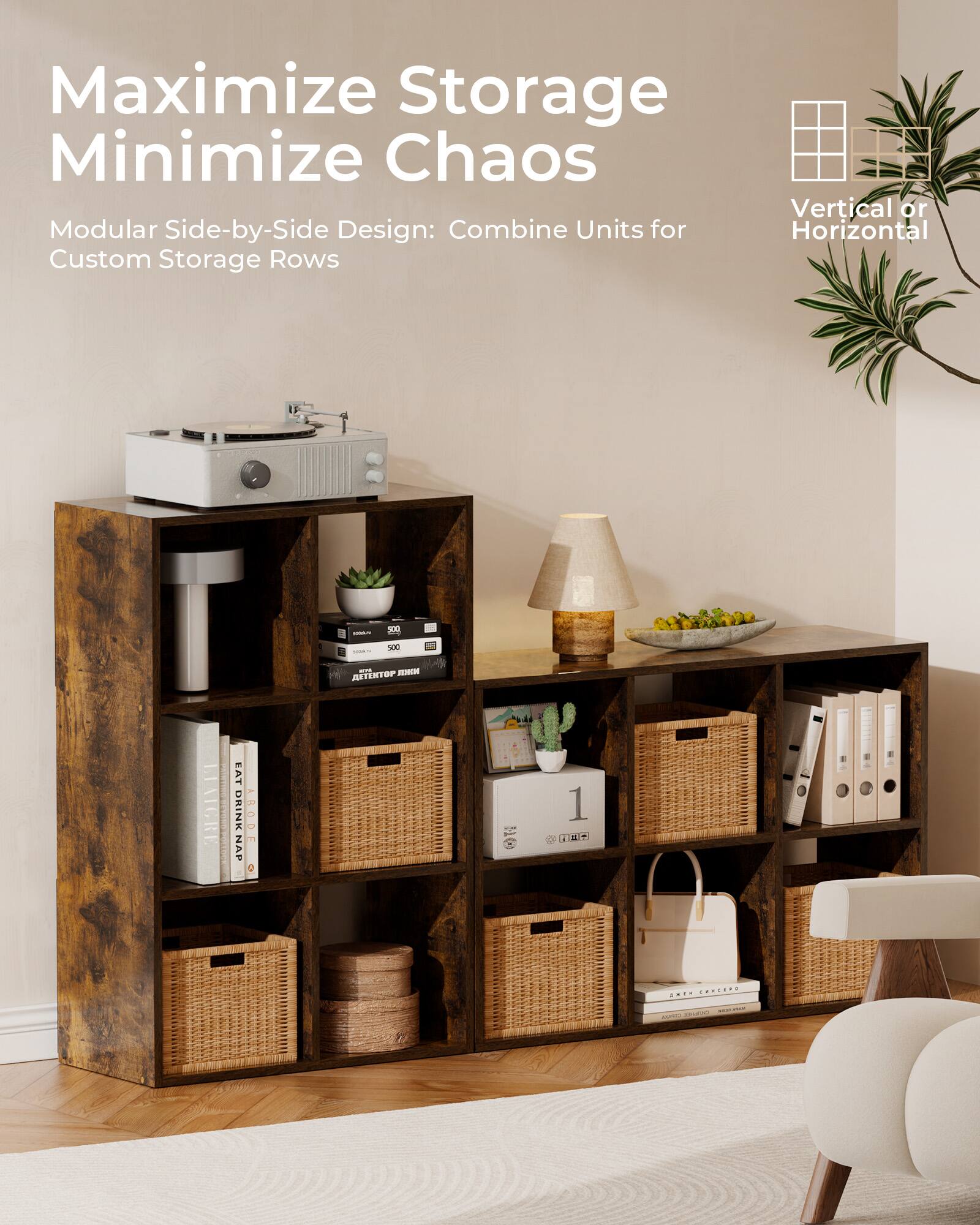 Maximize Storage  
Minimize Chaos  

Modular Side-by-Side Design: Combine Units for Custom Storage Rows  

Vertical or Horizontal