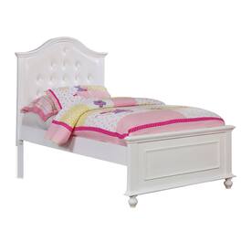 Manhattan Lane - Traditional Style Full Bed with Button Tufted Camelback Headboard, White - White