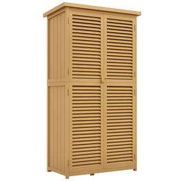 Outsunny - 5' x 3' Wooden Outdoor Storage Cabinet, Garden Sheds & Outdoor Storage with Asphalt Roof & 2 Large Wood Doors with Lock - Yellow