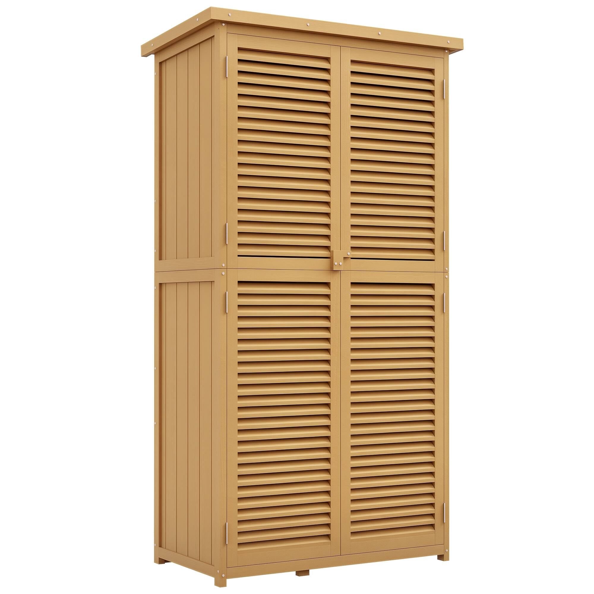 Front. Outsunny - 5' x 3' Wooden Outdoor Storage Cabinet, Garden Sheds & Outdoor Storage with Asphalt Roof & 2 Large Wood Doors with Lock - Yellow.