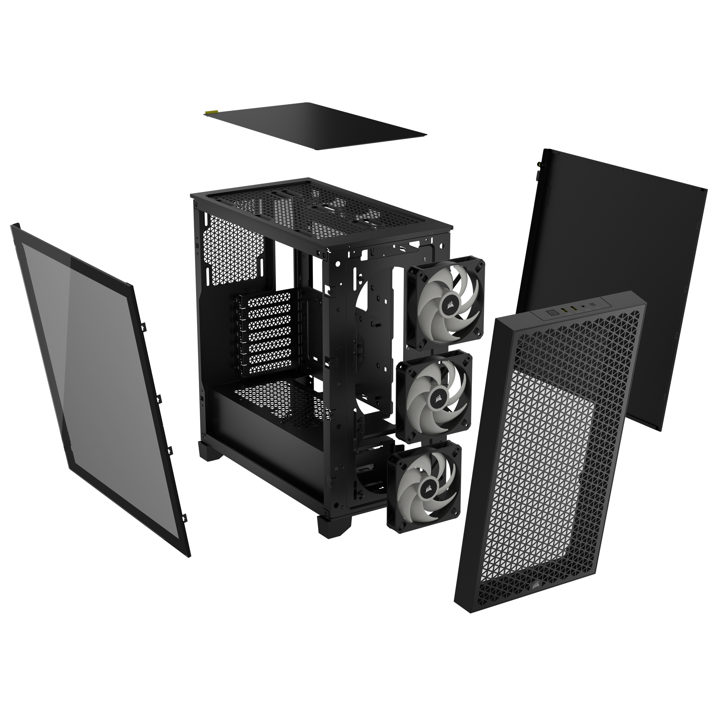 Alt View 3. CORSAIR - CORSAIR 3000D RGB Airflow Mid-Tower PC Case, Black, 3 AR120 RGB Fans, High-Airflow, Up to 8x120mm - Black.