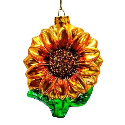 Front. OrnamentallyYou - Glossy Charming Sunflower Glass Christmas Ornament Flower Holiday Decor - Multi-colored.