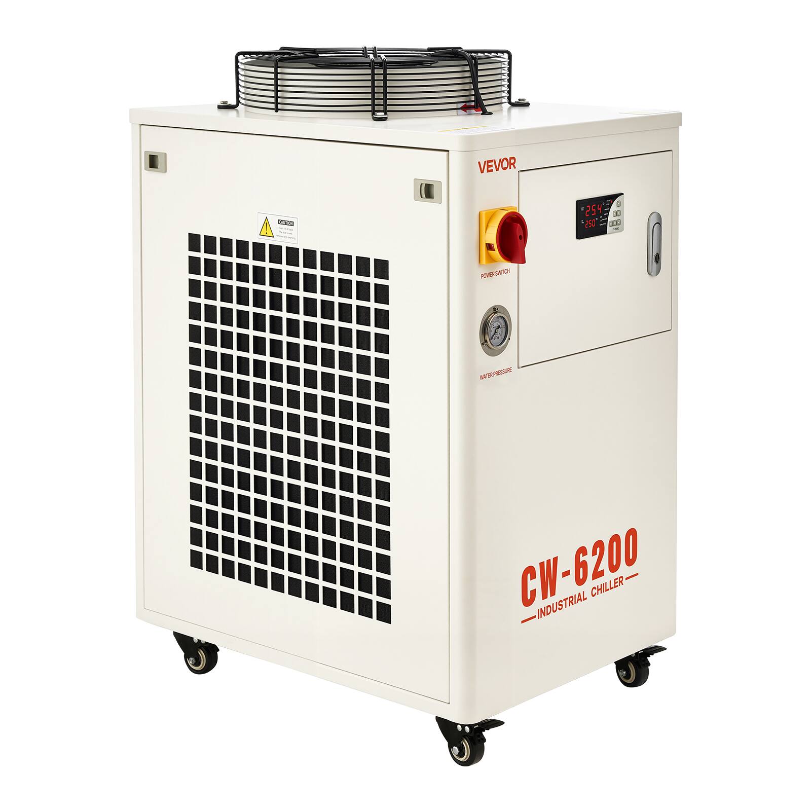VEVOR  
254 DO 250 300  
HUMS & BROW  
WATER-PRESSURE  
CW-6200 INDUSTRIAL CHILLER
