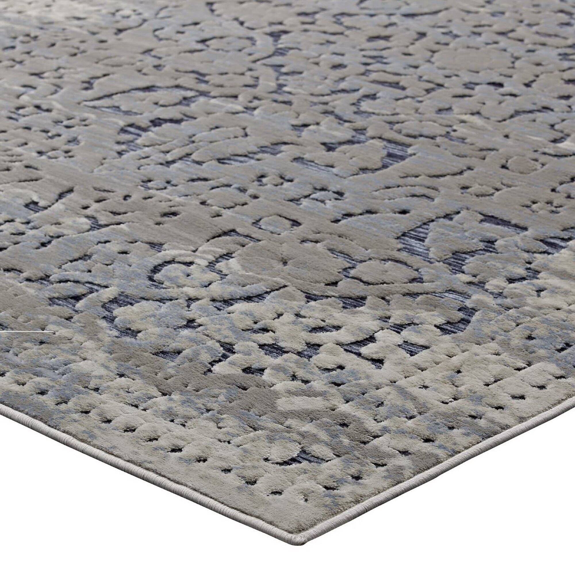 Alt View 2. Modway - Margarida Distressed Vintage Turkish Area Rug - Blue and Cream.