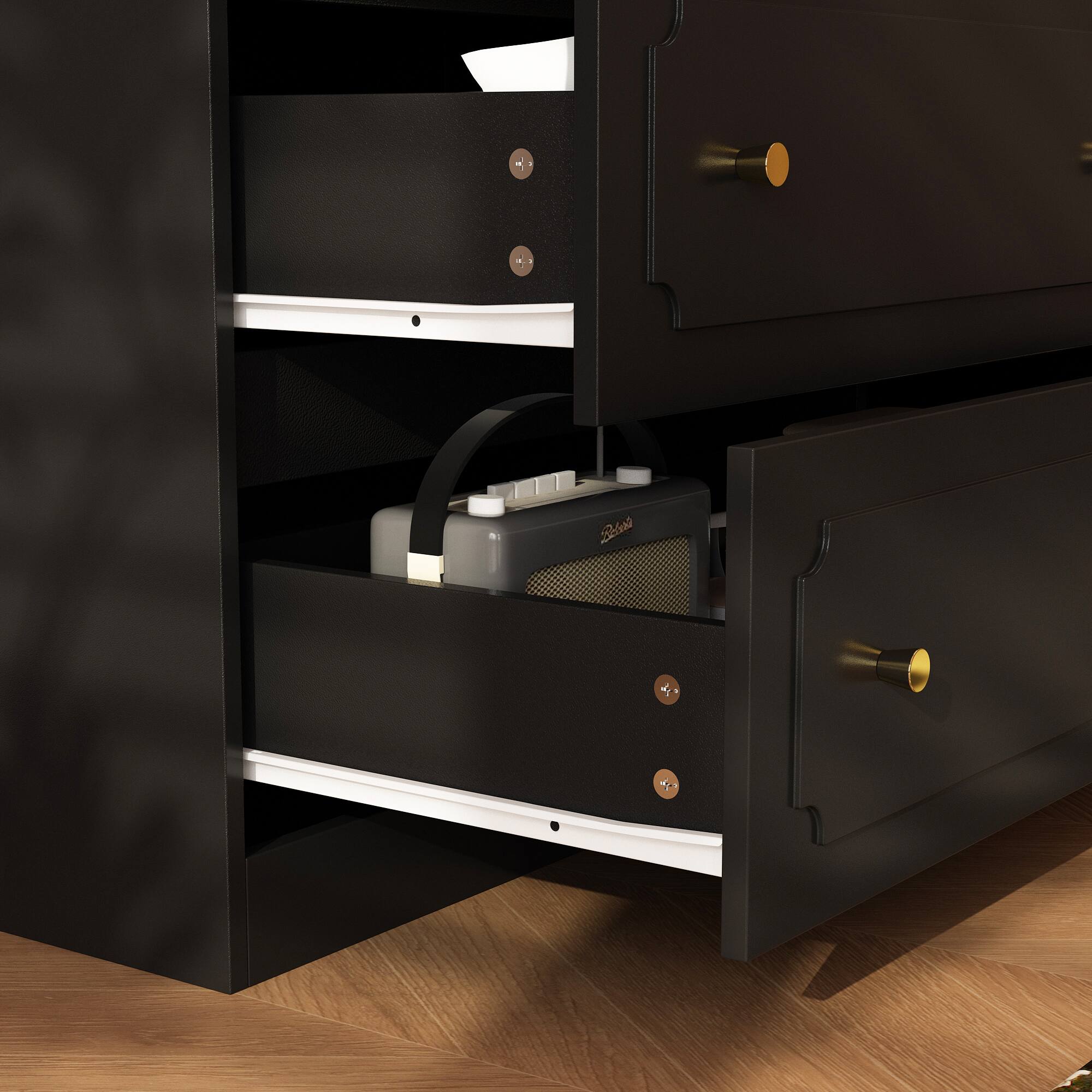 Alt View 8. Famapy - Famapy Transformable Multi - Drawer Dresser: Vanity & Storage All - in - One - Black.