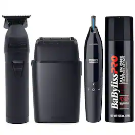 BaBylissPRO - BaByliss Pro LIMITEDFX Trimmer, Foil Shaver FXDUOFS2TMB and Nose Trimmer + Spray - Black