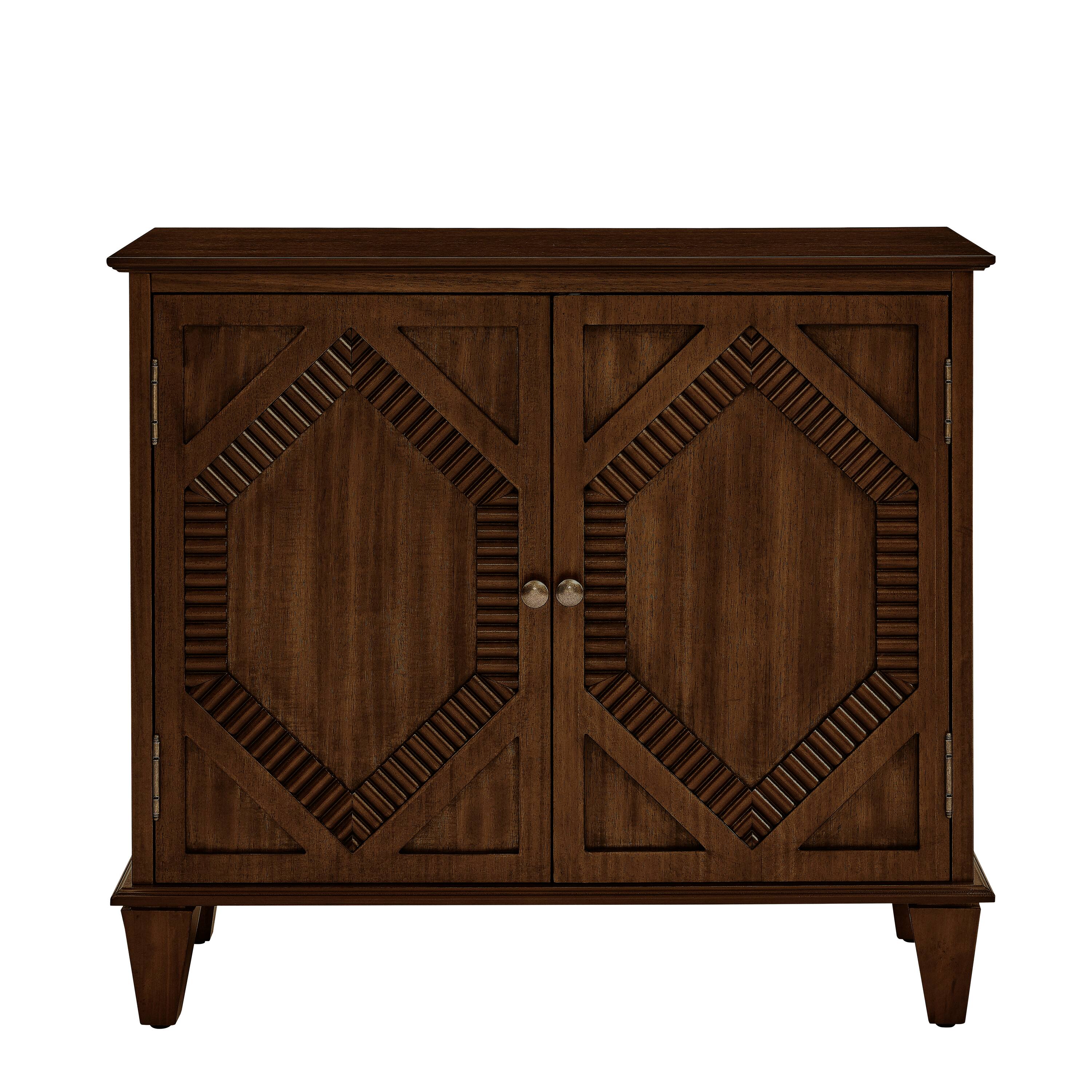 Alt View 1. Lirago - Retro Wooden Sideboard Buffet Cabinet​​ 15.75D x 29.96"H x 33.58"W Brown  Rectangle Decorative Storage Bathroom Cabinet - Walnut.
