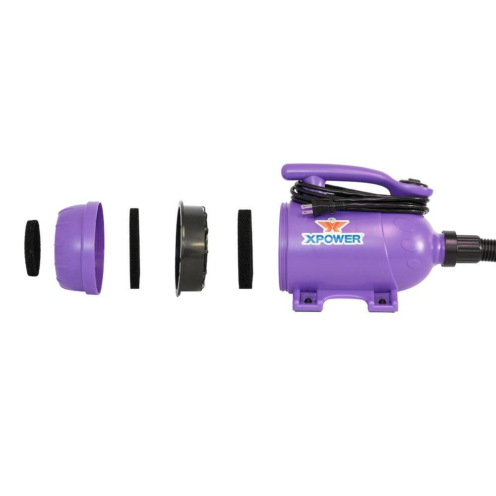 Angle. XPOWER - B-2 Pro at Home Pet Grooming Dog Force Hair Dryer and Vacuum - Purple.