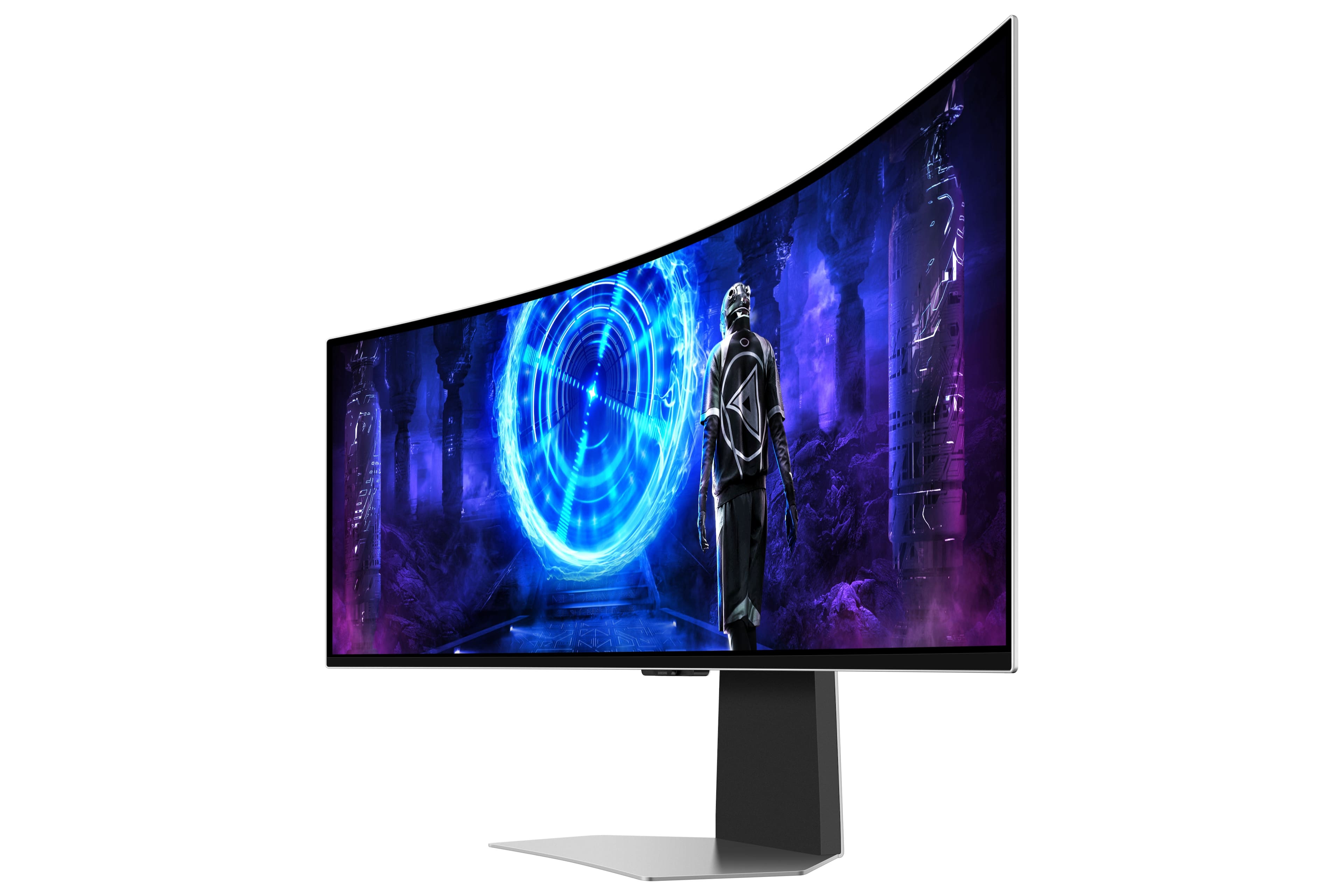 Alt View 14. Samsung - 49" Odyssey OLED G9 Curved Dual-QHD 240Hz FreeSync Prem Pro and G-Sync Compatible Smart Glare Free Gaming Monitor - Silver.