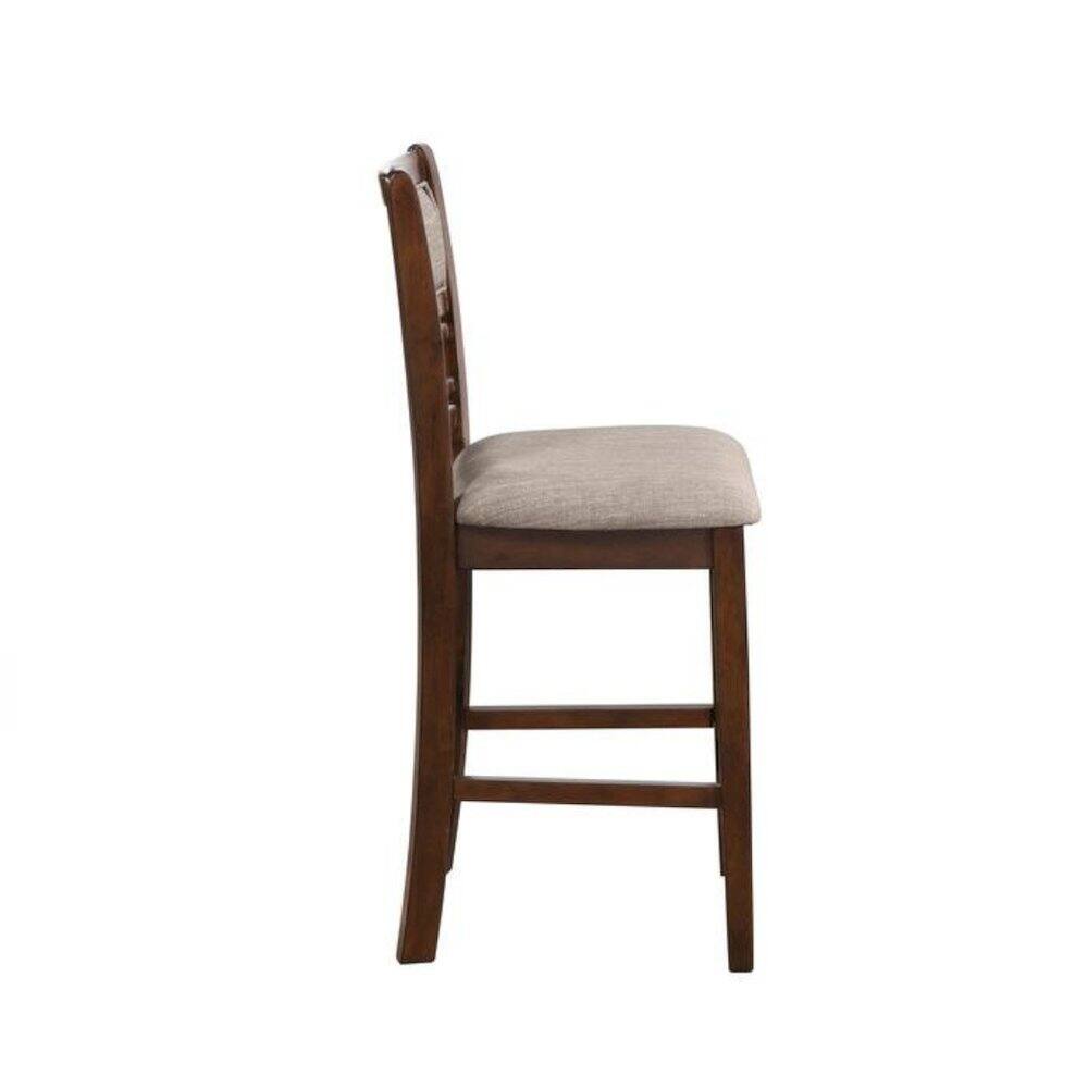 Back. FurniFact - Solid Wood Counter Chairs Set of 2 Cherry Brown - Cherry.