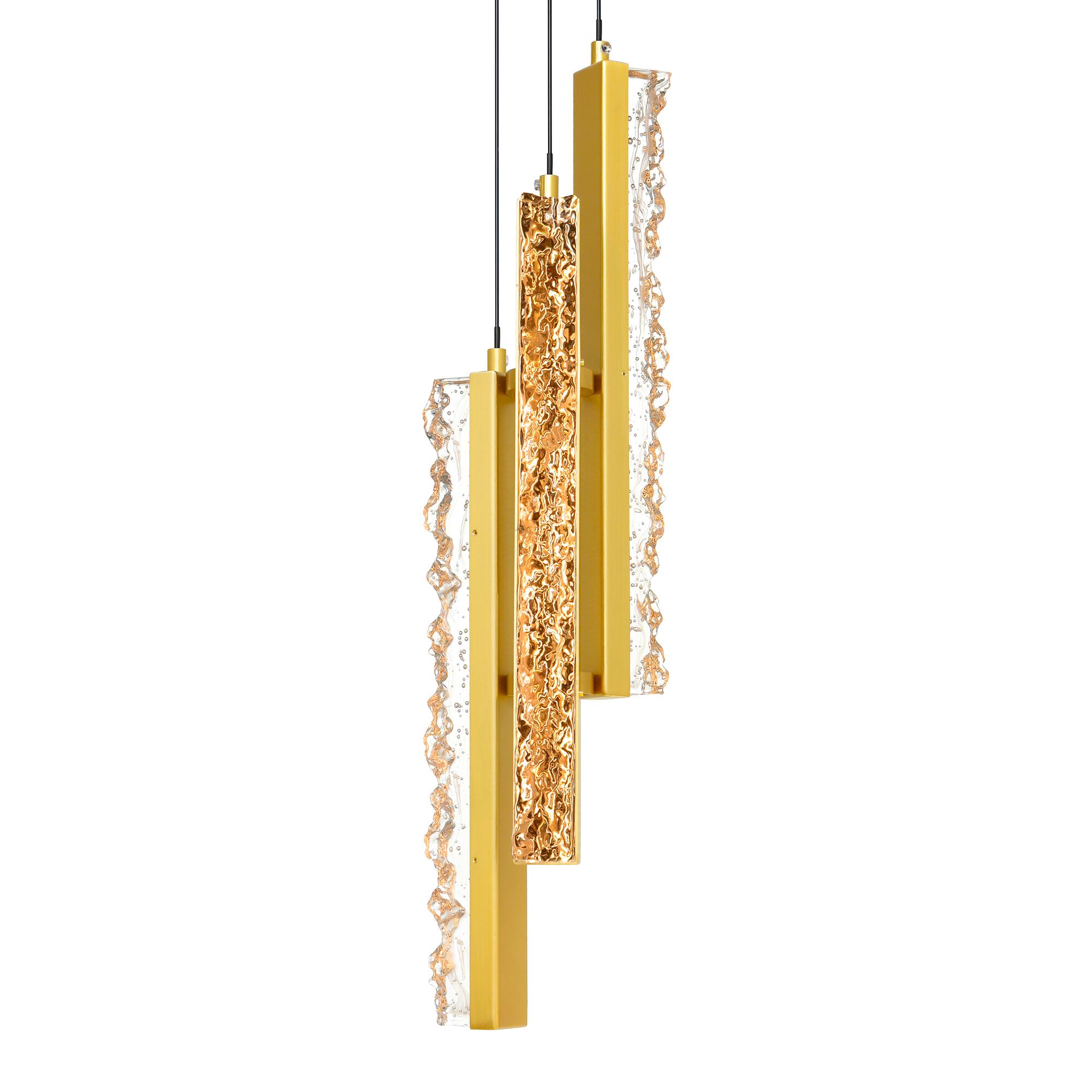 Back. CWI Lighting - Stagger Integrated LED Brass Mini Pendant - Brass.