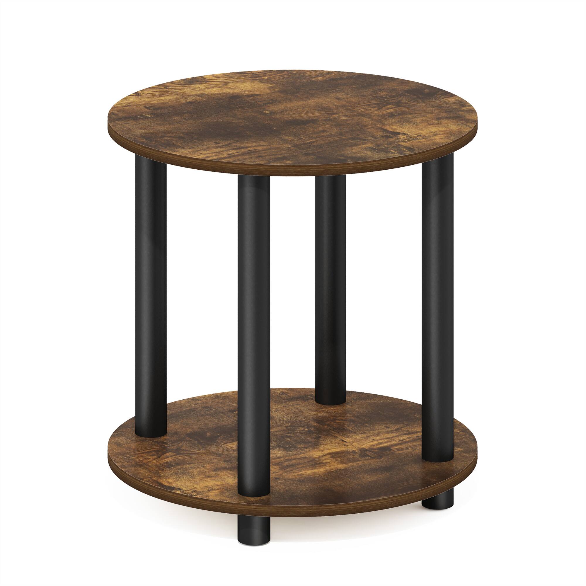 Furinno - Turn-N-Tube 2-Tier Round Wooden End Table - Amber Pine