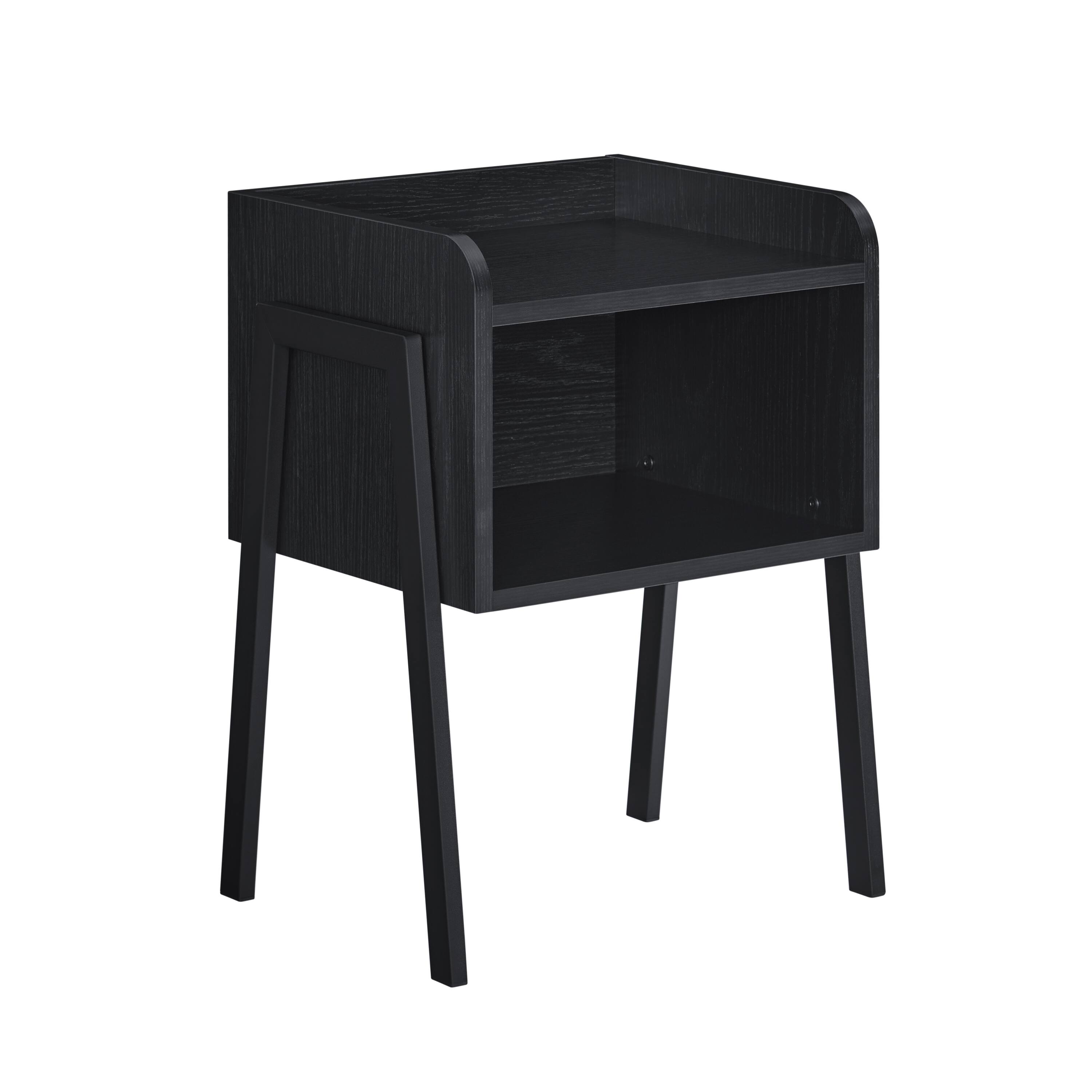 Alt View 8. Danya B - Kazuyo Mid-Century Modern Black Metal Two-Tier End Side Table - Black - Black.