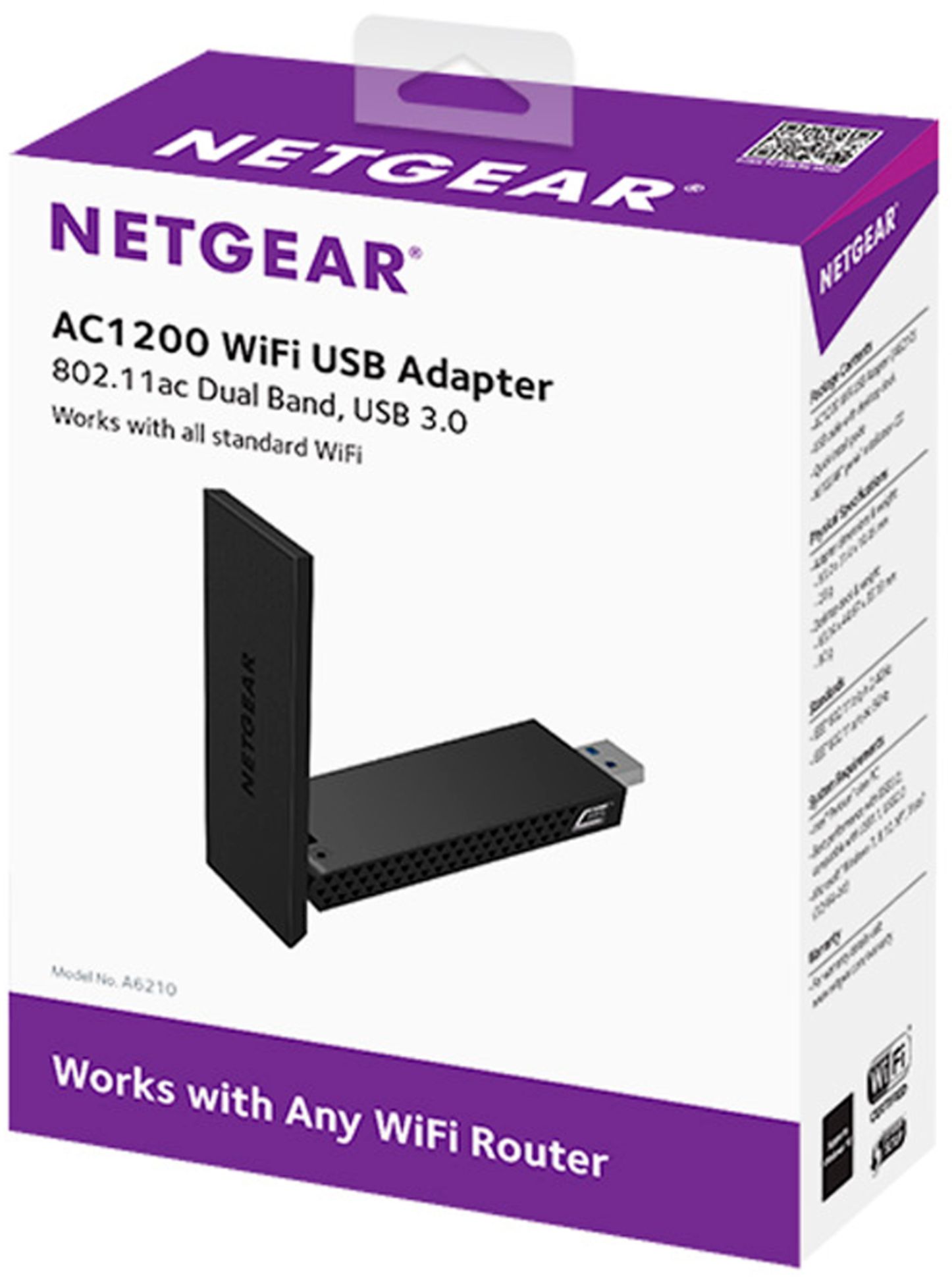 NETGEAR AC1200 Dual-Band WiFi USB 3.0 Adapter Black A6210-10000S Best Buy