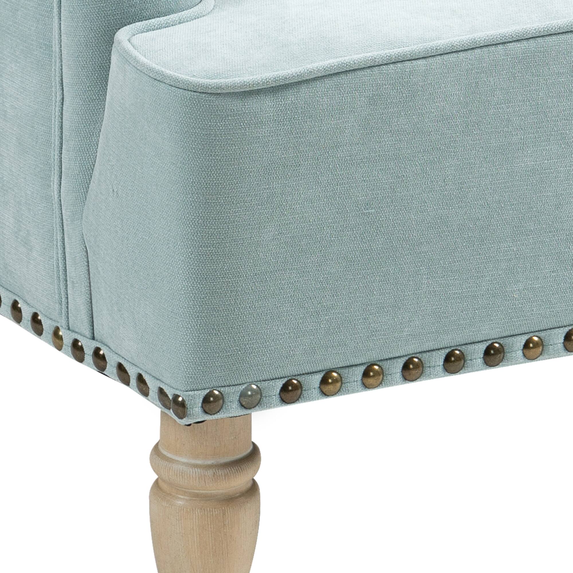 Alt View 9. GOODSILO - Stylish Upholstered Accent Chair with Wooden Legs and Nailhead Trim for Living Room or Bedroom - Sage.
