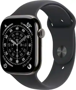 Apple Watch Series 11 (GPS+Cellular) 46mm Titanium Case with Black Sport Band - M/L - Slate - (2025)