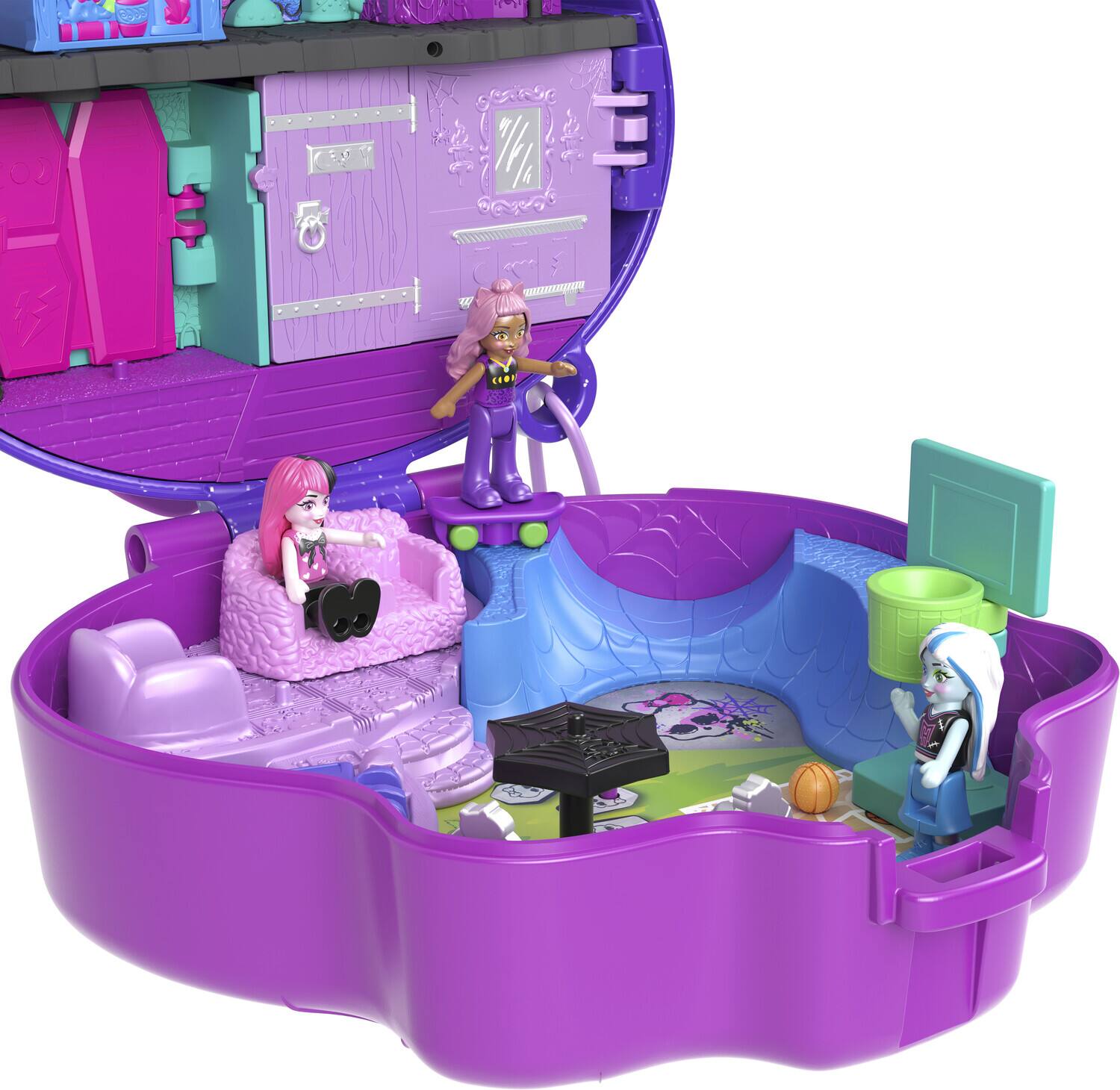 Alt View 2. Mattel - Mattel Collectible - Polly Pocket Collector Monster High Compact with 3 Micro Dolls   - Collectibles - Multicolor.