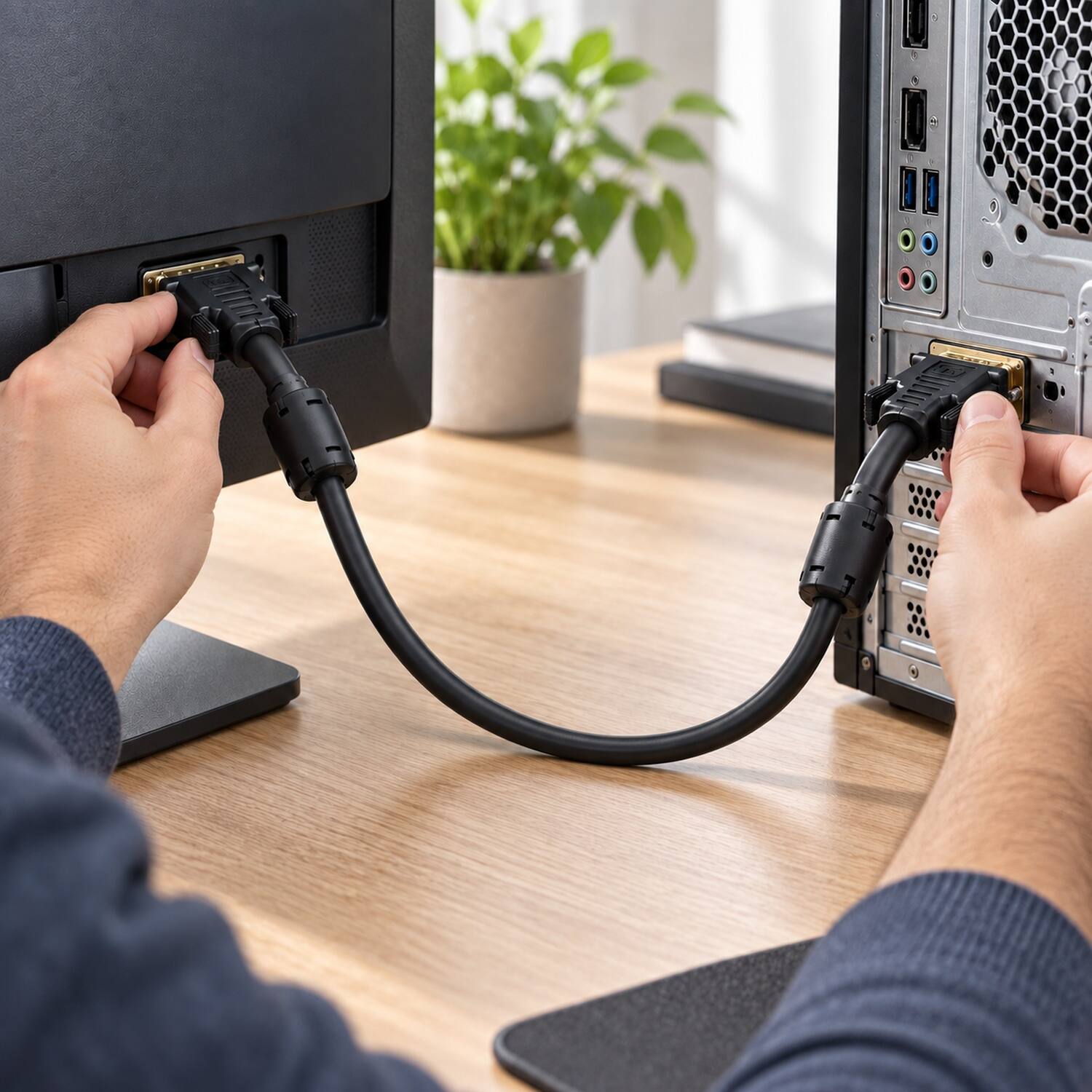 Back. Sanoxy - 5m DVI-I Dual Link Digital / Analog Video Male to Male Cable - Black.