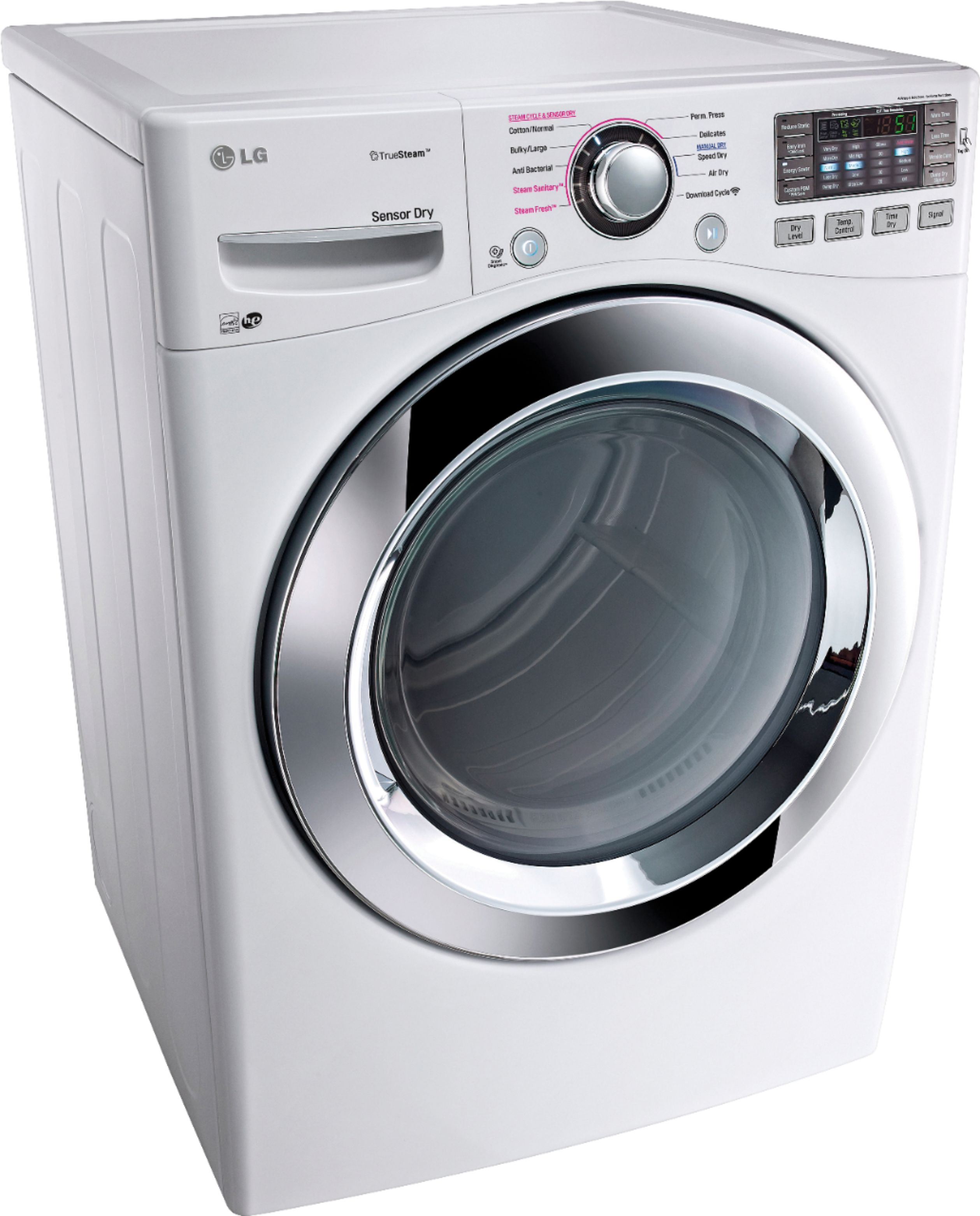 LG SteamDryer 7 4 Cu Ft 10 Cycle Steam Gas Dryer White at