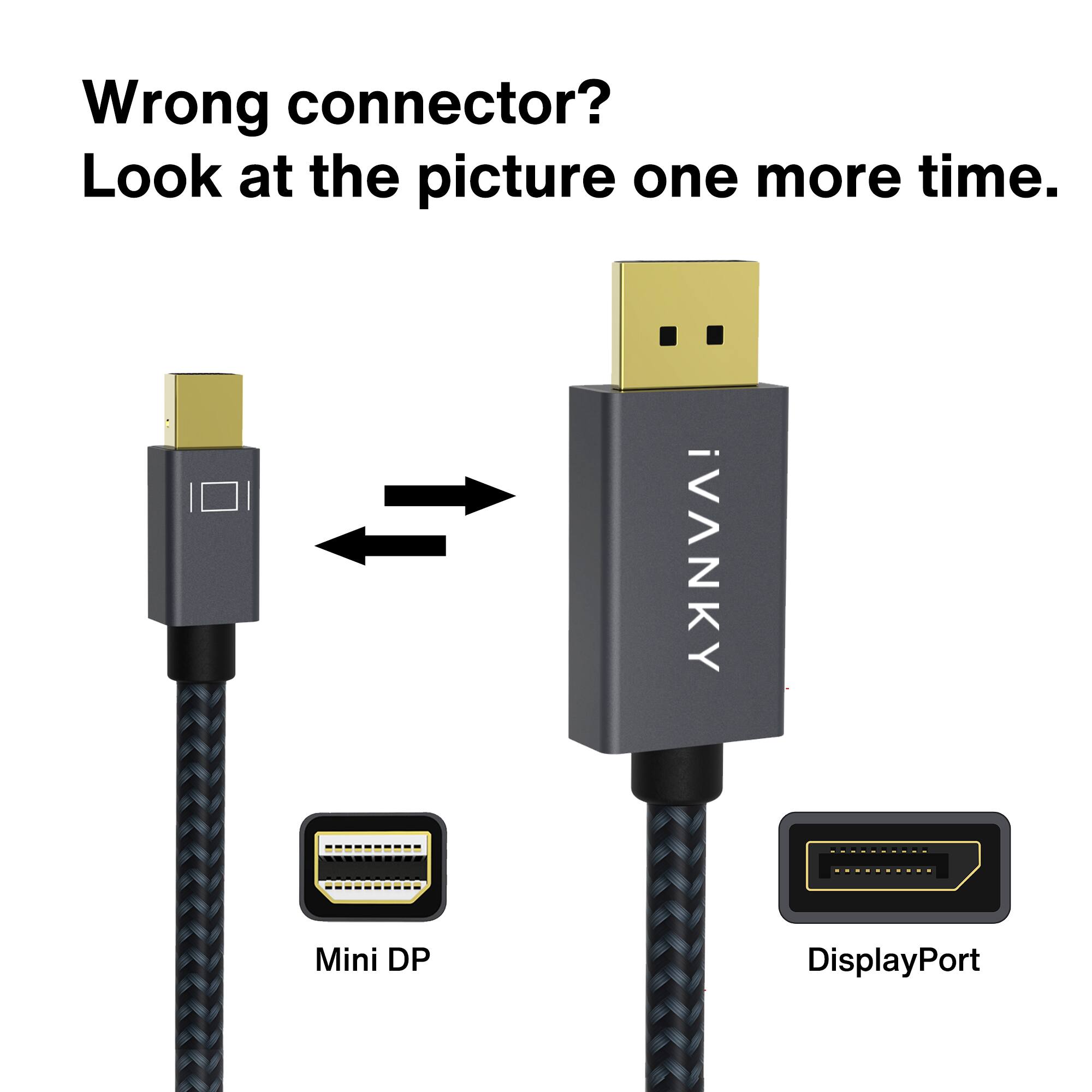 Wrong connector?  
Look at the picture one more time.  

iVANKY Mini DP DisplayPort