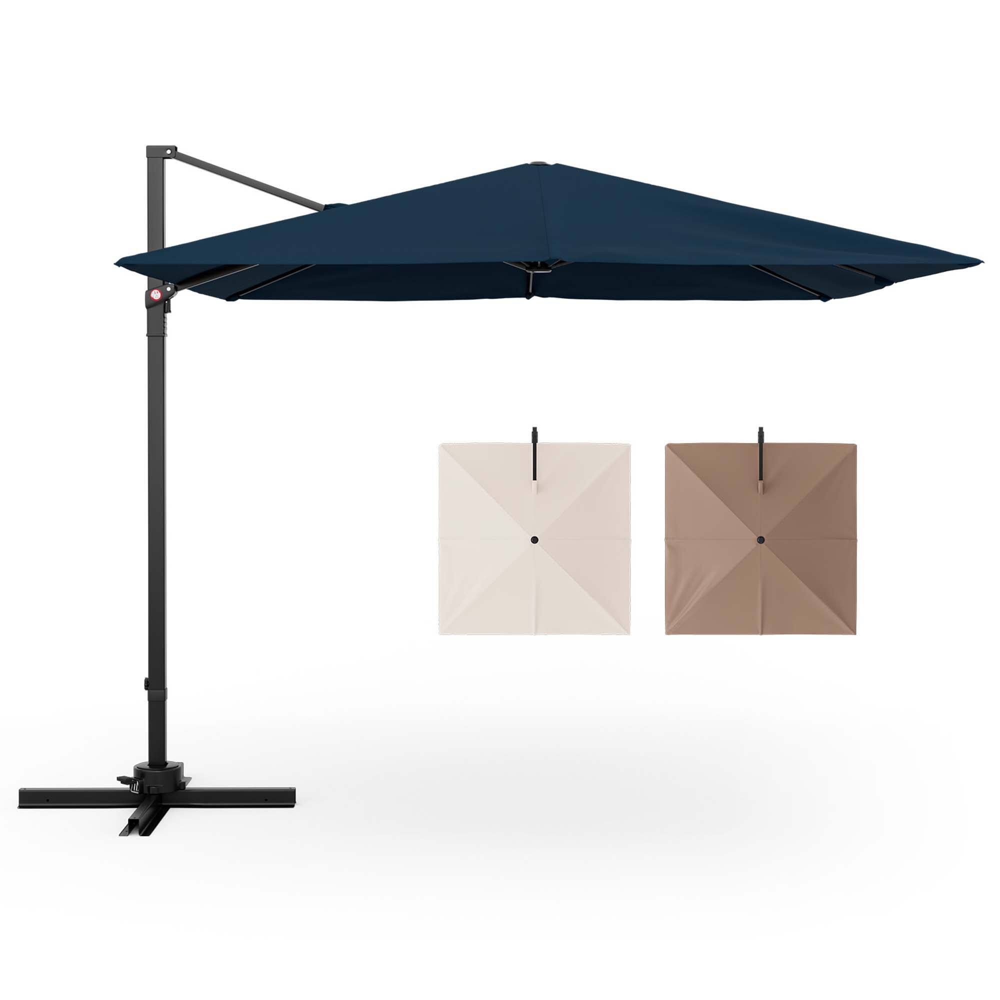 Alt View 1. Costway - Patio 9.5FT Square Cantilever Offset Hanging Umbrella 2-Tier 360° Outdoor - Navy.