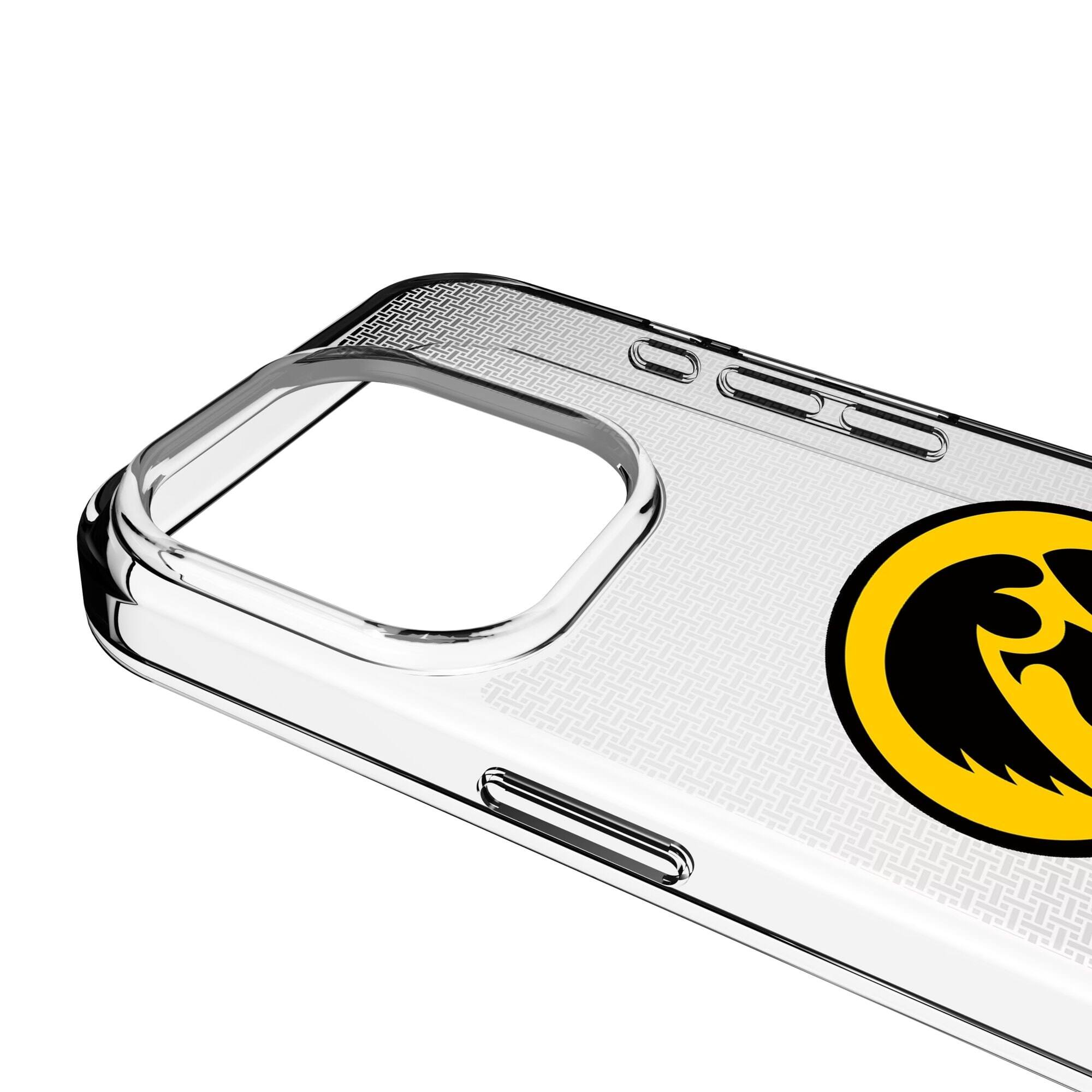Alt View 2. Keyscaper - Iowa Hawkeyes Linen Logo iPhone Clear Case - 16 Pro - Multicolor.