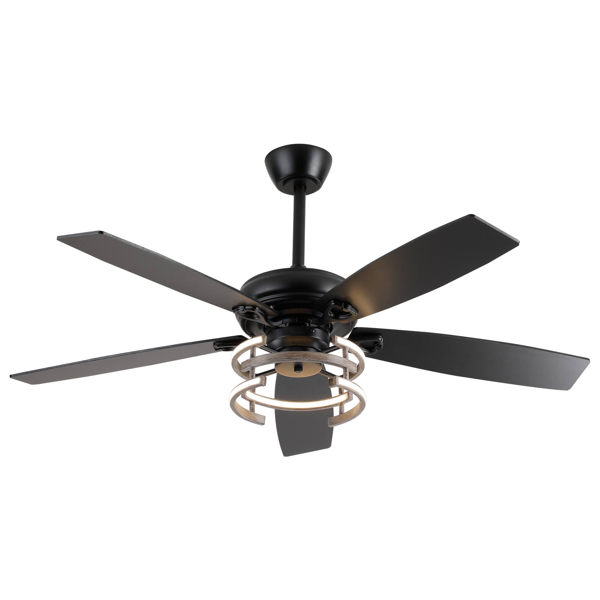 Alt View 9. Parrot Uncle - 52" Farmhouse Reversible Blades Dimmable LED Strip Ceiling Fan with Remote and Light - Matte Black.