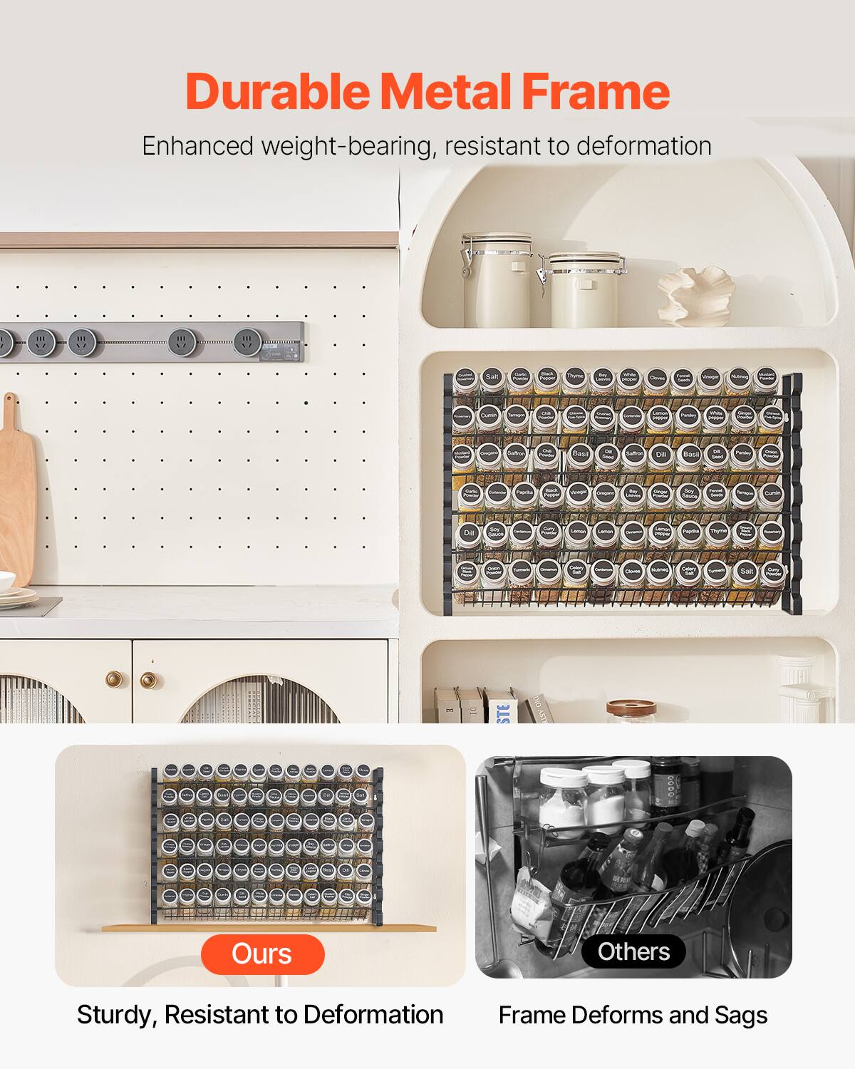Durable Metal Frame  
Enhanced weight-bearing, resistant to deformation  

Ours  
Sturdy, Resistant to Deformation  

Others  
Frame Deforms and Sags