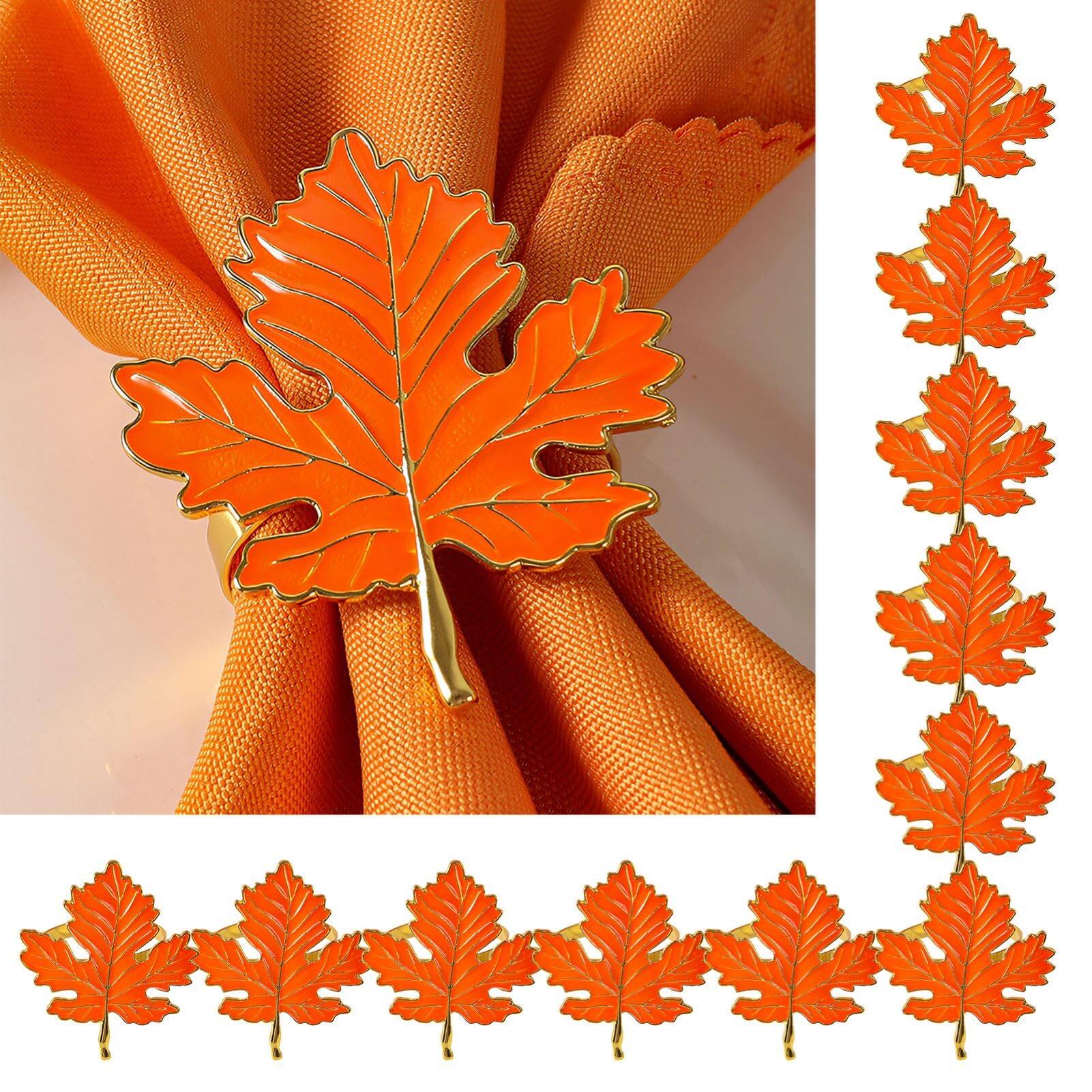 Front. Paradigms Interiors - Maple Leaf Napkin Rings Of 12 Fall Thanksgiving Holders Buckle For Harvest Party Holiday Wedding Christmas ... - Maple Leaf-12.