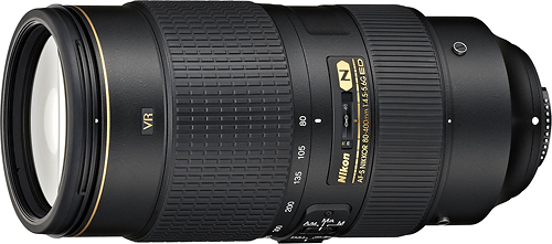 Angle View: Nikon - AF-S NIKKOR 80-400mm f/4.5-5.6G ED VR Telephoto Zoom Lens - Black
