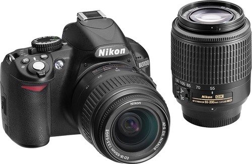  Nikon - D3100 DSLR Camera with 18-55mm and 55-200mm Lens - Black