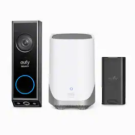 eufy - Video Doorbell E340(2-Pack Battery) with Homebase S380, Dual Cameras, 2K Full HD,Rechargeable, No Monthly Fee - black+white