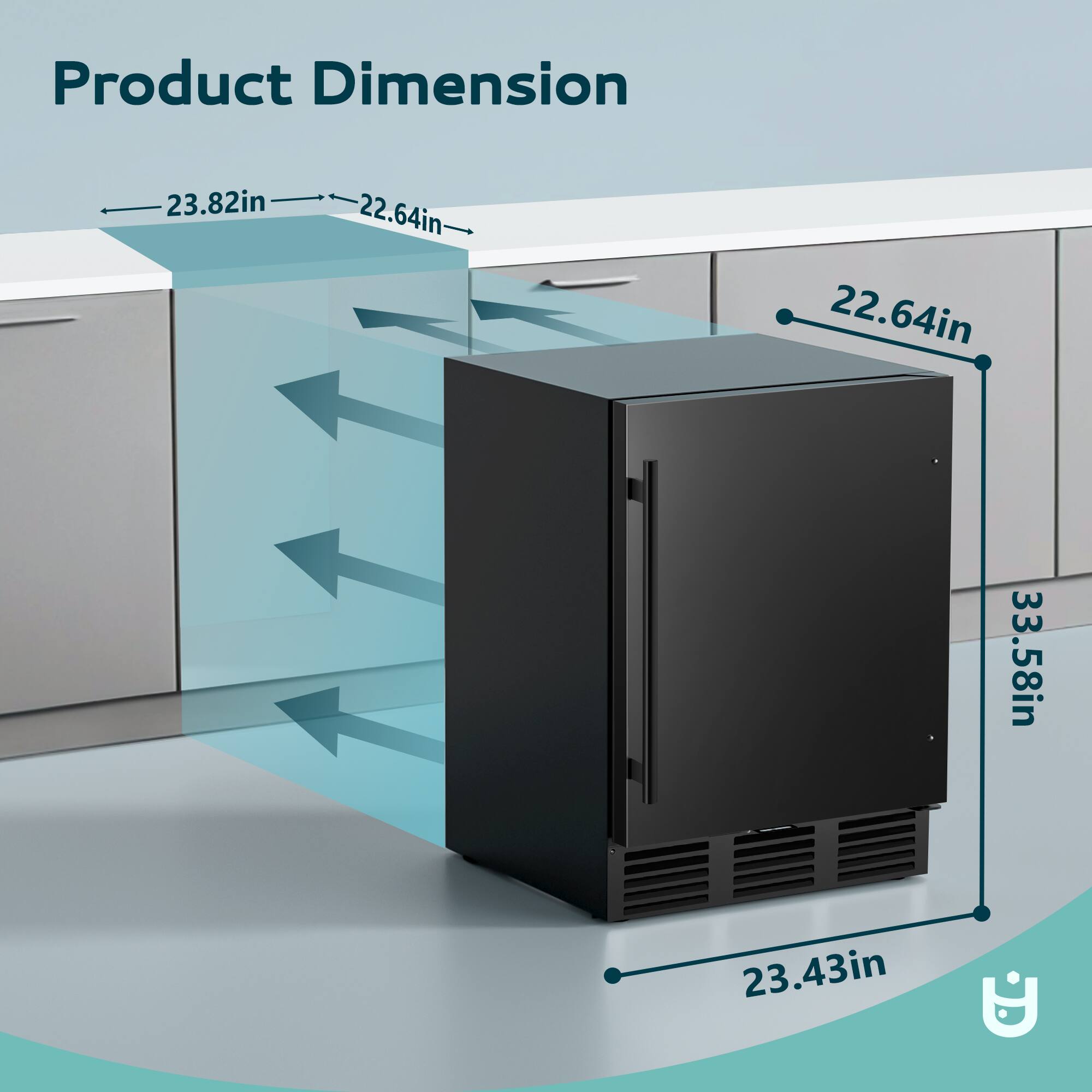 Product Dimension  
23.82in x 22.64in x 22.64in x 33.58in x 23.43in