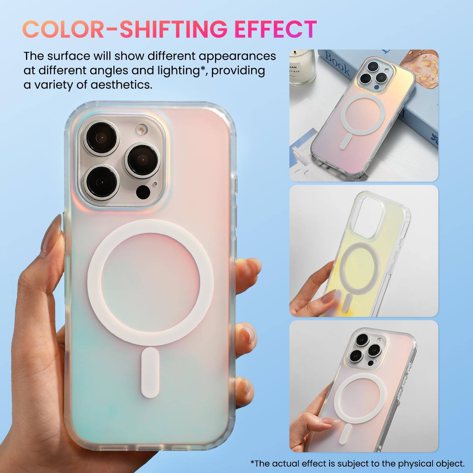COLOR-SHIFTING EFFECT

The surface will show different appearances at different angles and lighting*, providing a variety of aesthetics.

*The actual effect is subject to the physical object.