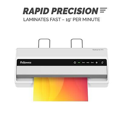 RAPID PRECISION  
LAMINATES FAST - 19" PER MINUTE  
Saturn 95  
Fellowes