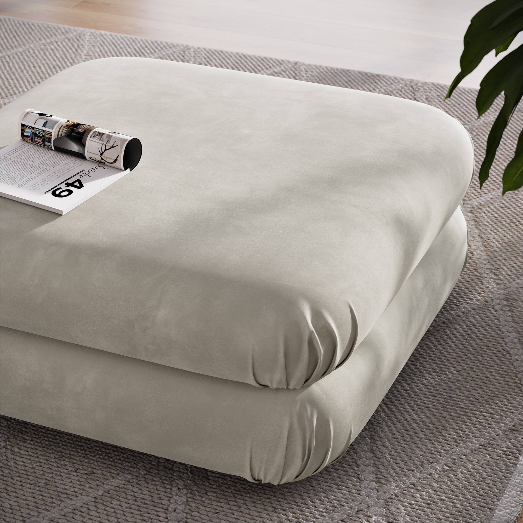 Alt View 2. Modway - Jubilee Modular Performance Velvet Ottoman by Modway - Almond.