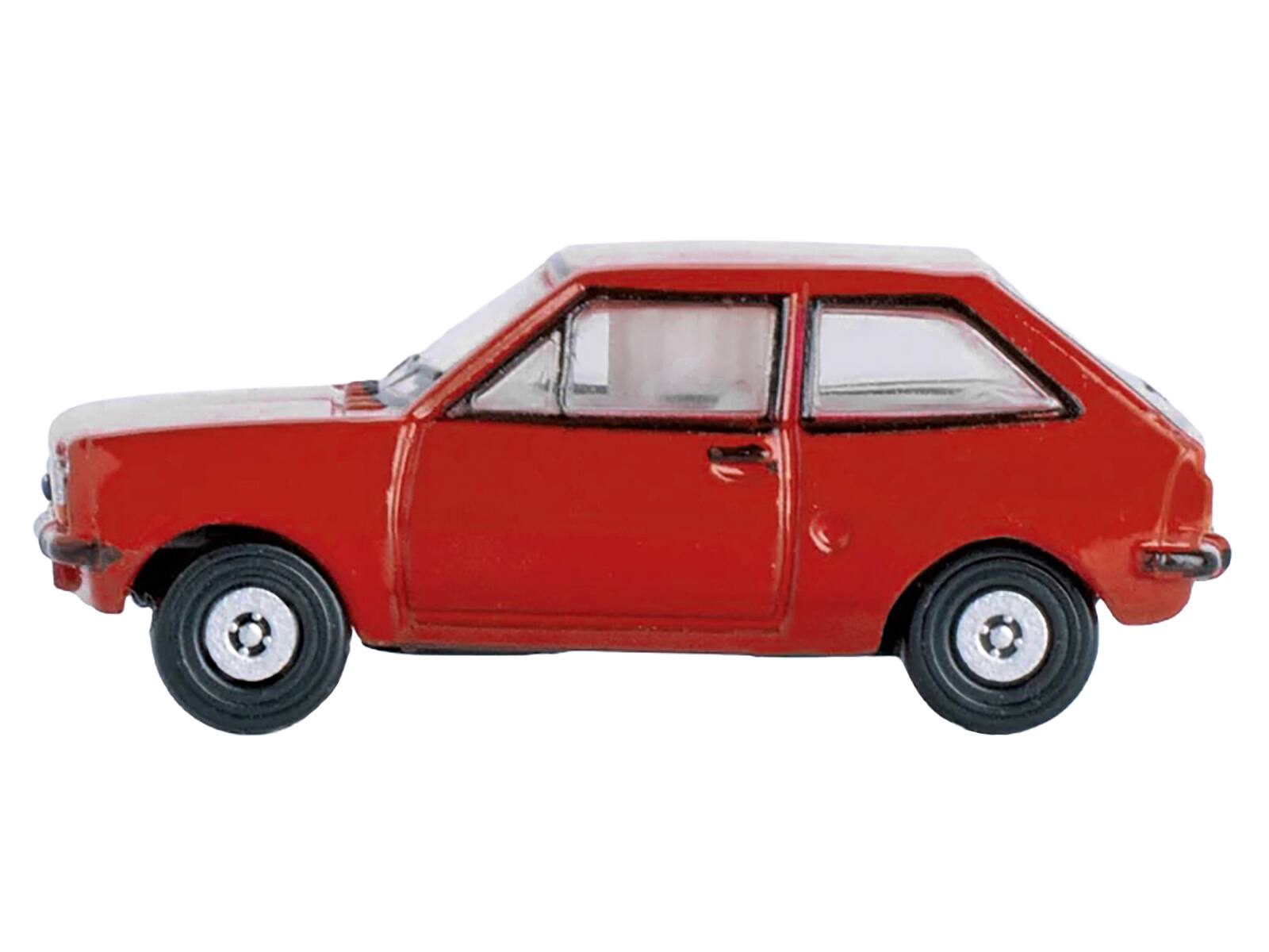 Angle. Oxford Diecast - Ford Fiesta Mk1 RHD (Right Hand Drive) Venetian Red 1/148 (N) Scale Diecast Model Car by Oxford Diecast - Red.