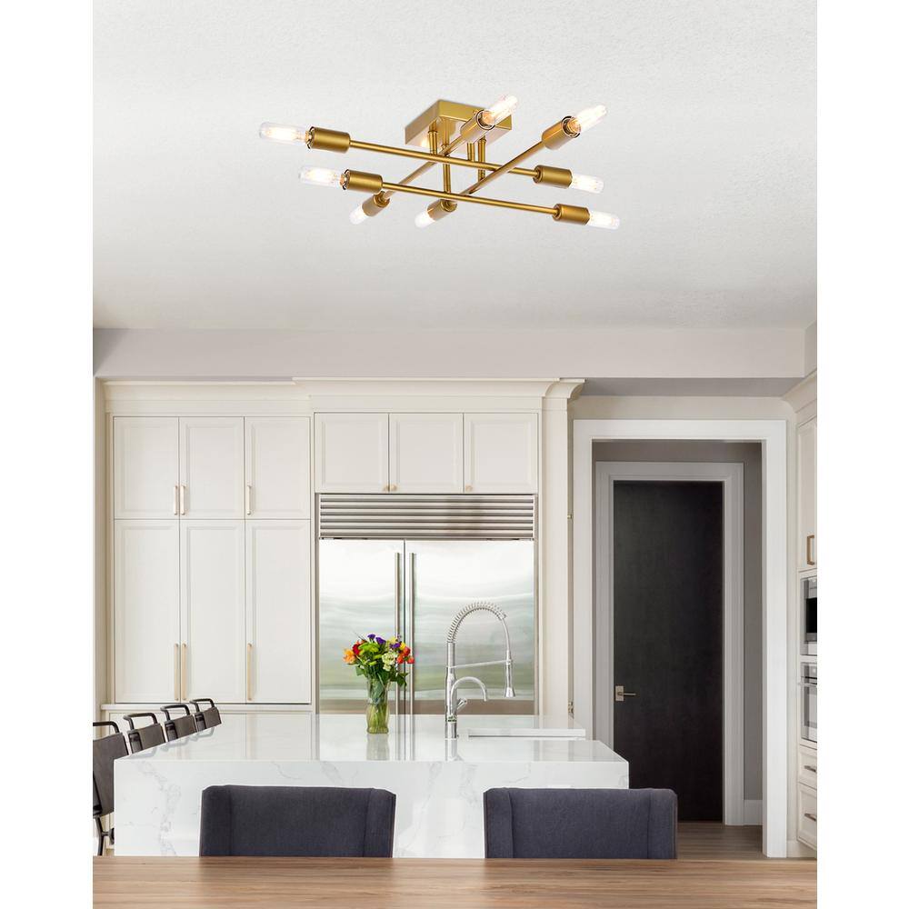 Back. Living District - Script 8 lights brass flush mount - Brass.