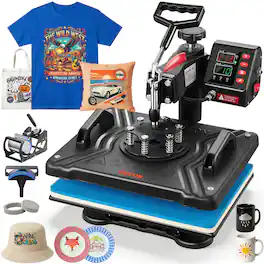 VEVOR - Heat Press, 5 in 1 Heat Press 12x15 Machine, Digital Precise Temperature Control, Clamshell Sublimation Transfer Printer - Black