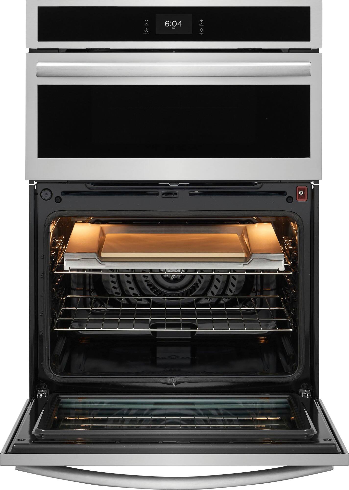 Angle. Frigidaire - Gallery 30" Built In Electric Total Convection Combination Wall Oven with Microwave and Stone-Baked Pizza - Smudge-Proof Stainless Steel.