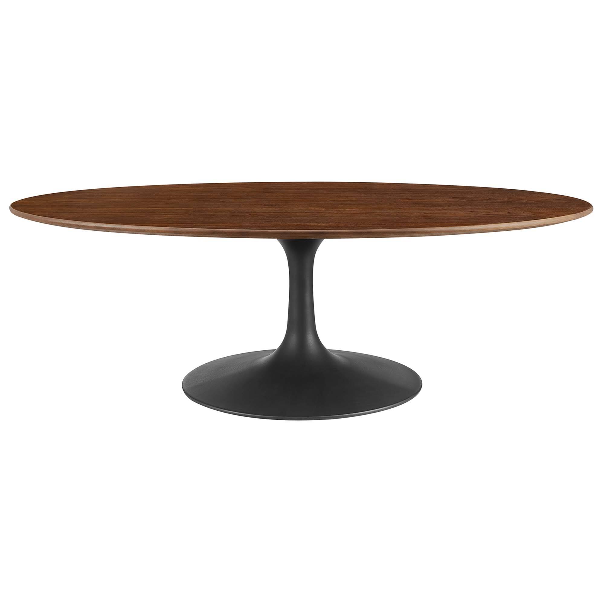 Angle. Modway - Lippa Oval Wood Coffee Table - Black Walnut.