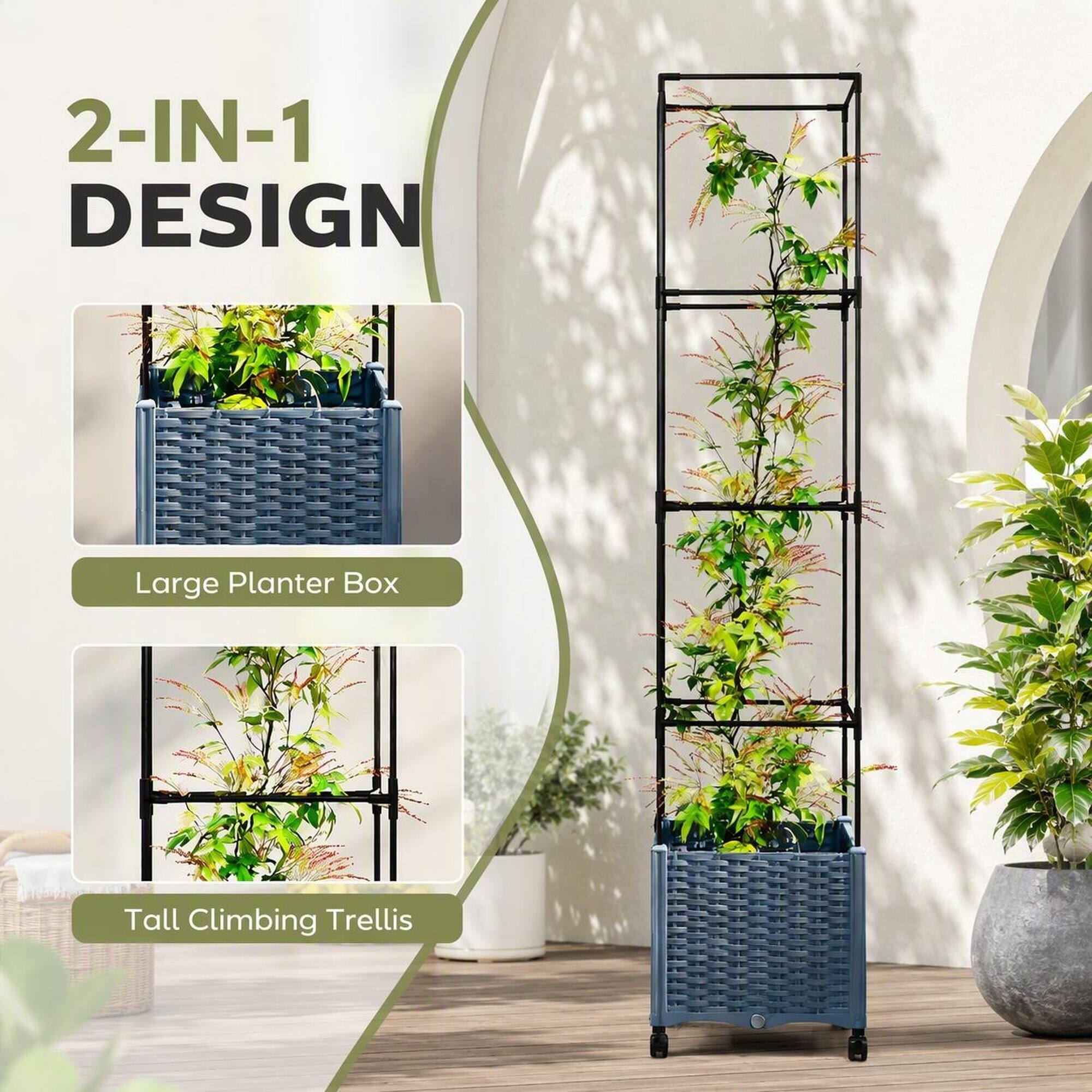 2-IN-1 DESIGN

Large Planter Box

Tall Climbing Trellis