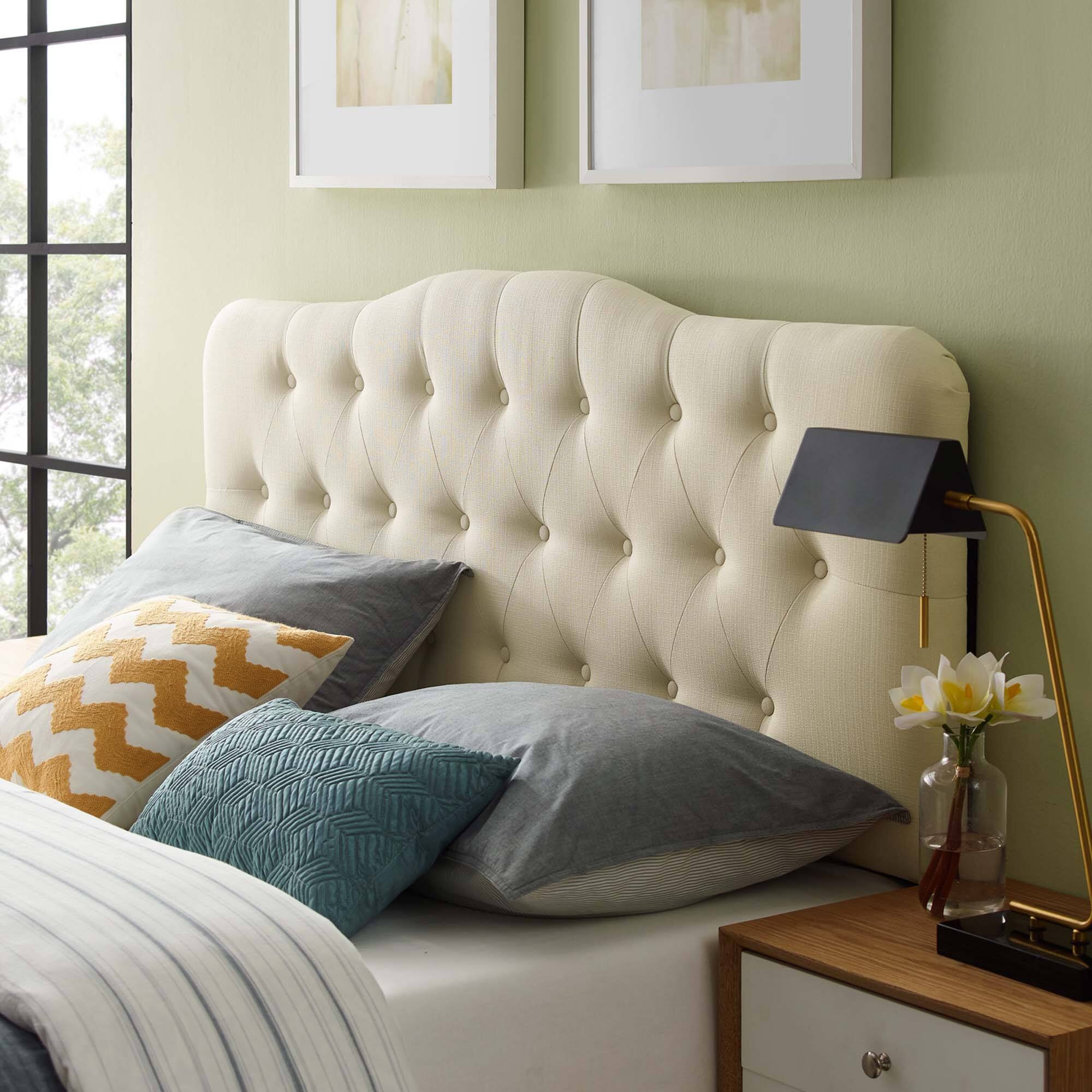 Alt View 4. Modway - Annabel Upholstered Fabric King Headboard by Modway - White.