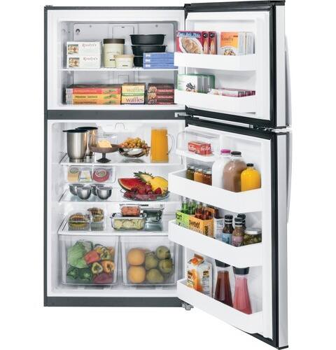 Ge 21 2 Cu Ft Top Freezer Refrigerator Stainless Steel Gte21gshss Best Buy