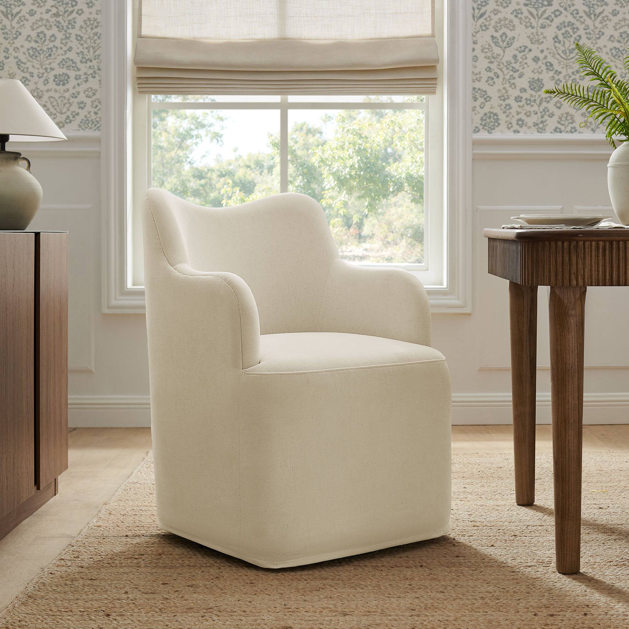 Front. Modway - Cordelle Linen Blend Swivel Dining Chair by Modway - Linen.