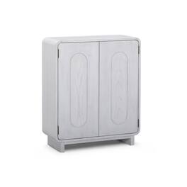 Teamson Home - Oak Veneer Multi Purpose Storage Accent Cabinet with Solid Wood Frame - White