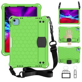 Dteck - For Apple iPad (A16) 11" 2025 2025 / 10th 2022 Rugged Kid Case Shockproof Safe EVA Hand Grip Cover With Crossbody Strap - Green