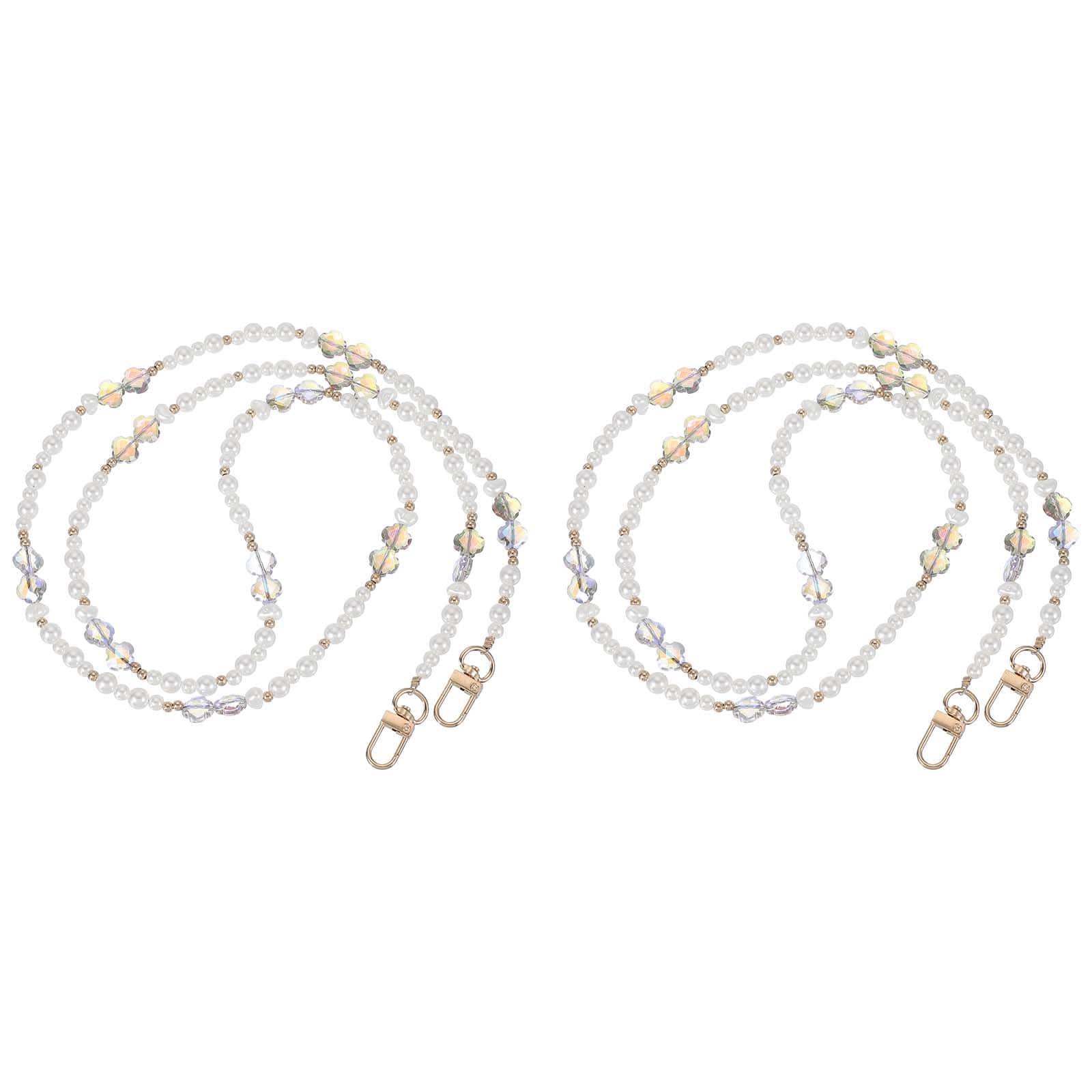 Unique Bargains - 2pcs Beaded Flower Wrist Phone Strap Universal Cell Phone Chain Charm Hanging Rope for Smartphones - Multicolored